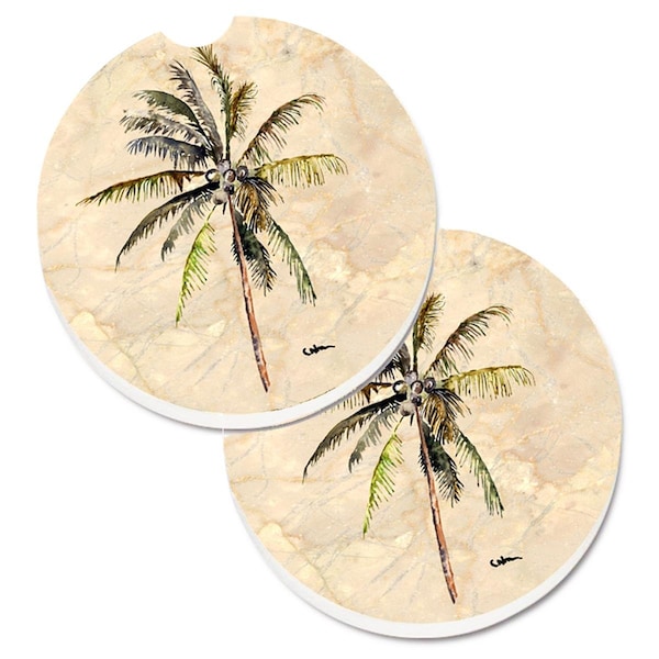 Carolines Treasures Palm Tree Set of 2 Cup Holder Car Coaster 8482CARC - main